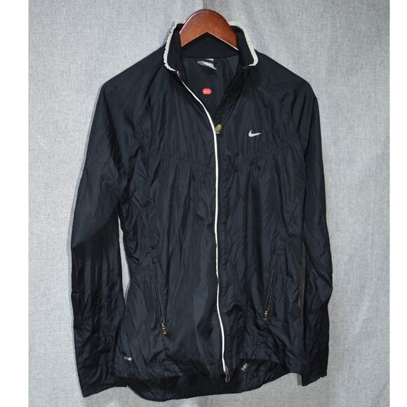 Nike Full Zip Lightweight Running Jacket Black Windbreaker Women’s Large - Picture 1 of 3